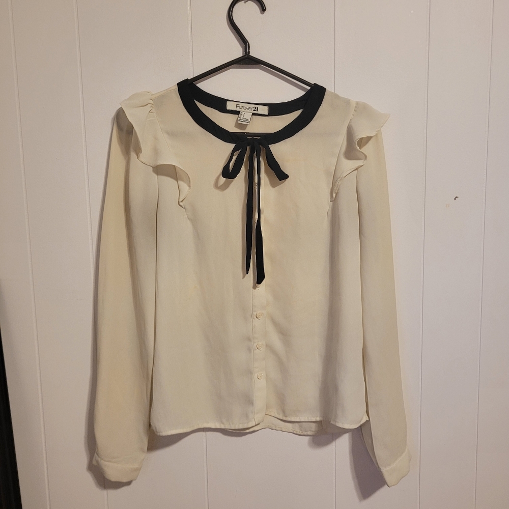 Forever 21 Chiffon Button Up Blouse - Picture 1 of 7